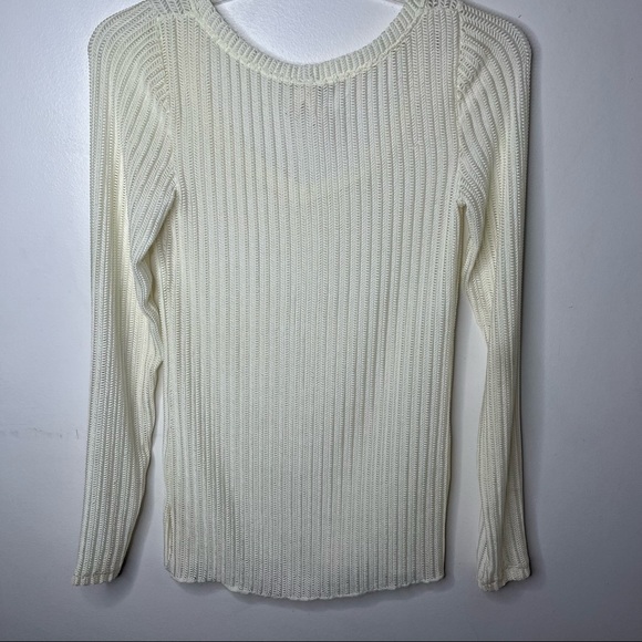 FREE PEOPLE Ribbed Long Sleeve Bone Color Blouse Top - Picture 6 of 13